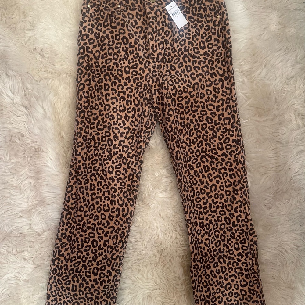 Ann Taylor High Waisted Wide Leg Leopard Pants